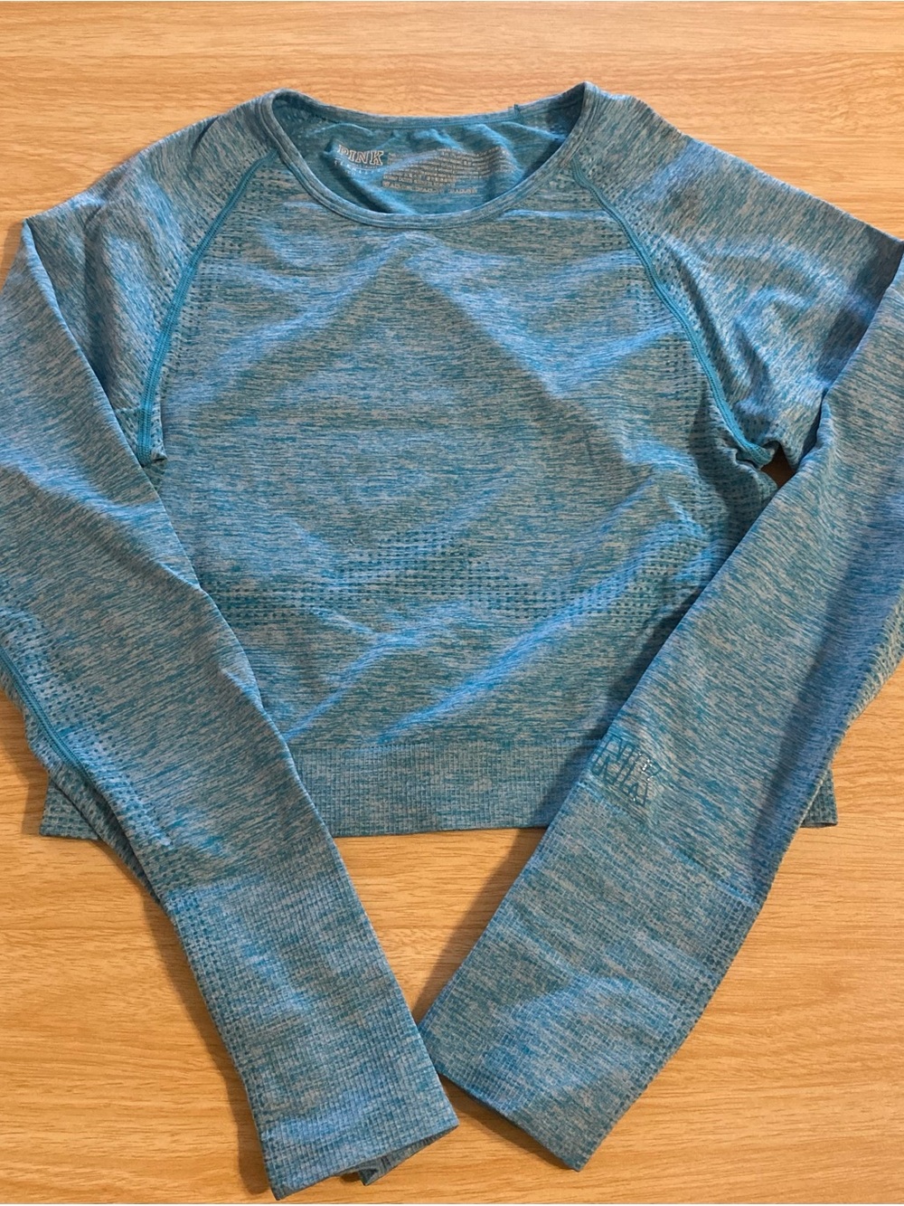 Victoria's Secret Teal Blue Long-Sleeve Crop Top